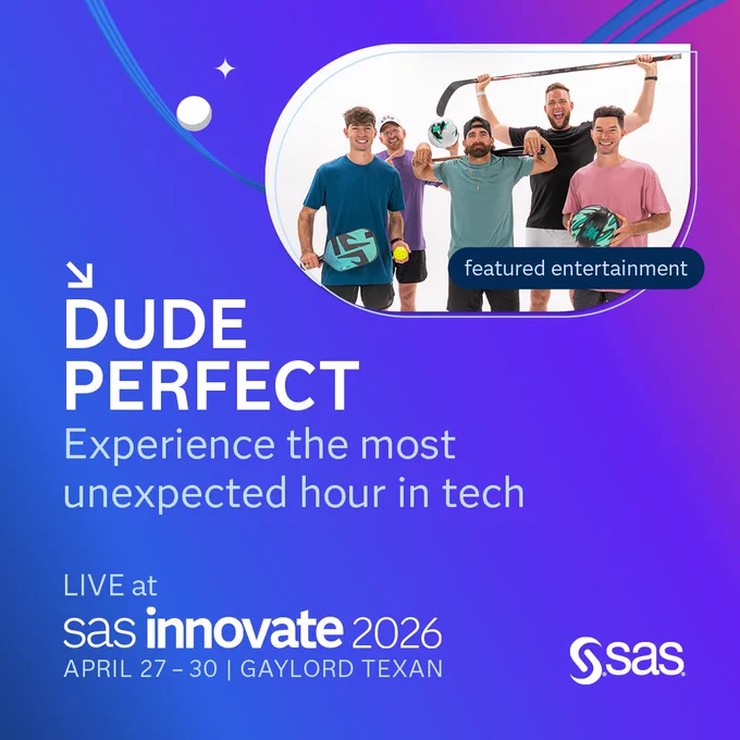 SAS Innovate is the data and AI experience for business leaders, technical users, and SAS partners. Registration is now open. We want to see you April 27-30 in Grapevine, TX.