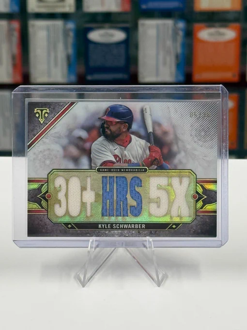 2024 Topps Triple Threads Relic Card
Kyle Schwarber, Philadelphia Phillies
30  HR 5X
(05/36)