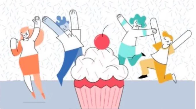 linkedin cheesy stock celebration illustration . this is a joke (probably). do you remember those???????