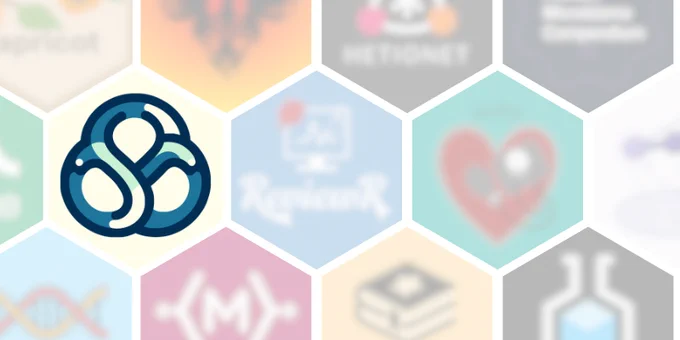 a set of hexagonal logos (hexbin style display) displaying software tools. All logos are partially blurred and faded besides the CCC logo
