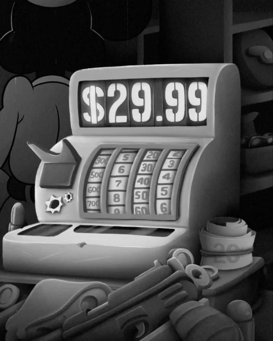 An image of a cash register in the world of Mouseburg with the price showing as $29.99. 