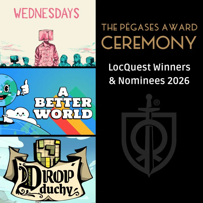 The 2026 Pégases Awards Ceremony was last night, and three LocQuest localized games were featured nominees.