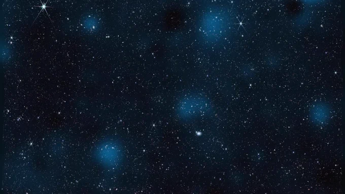 800,000 galaxies overlaid with a map of dark matter represented in blue.