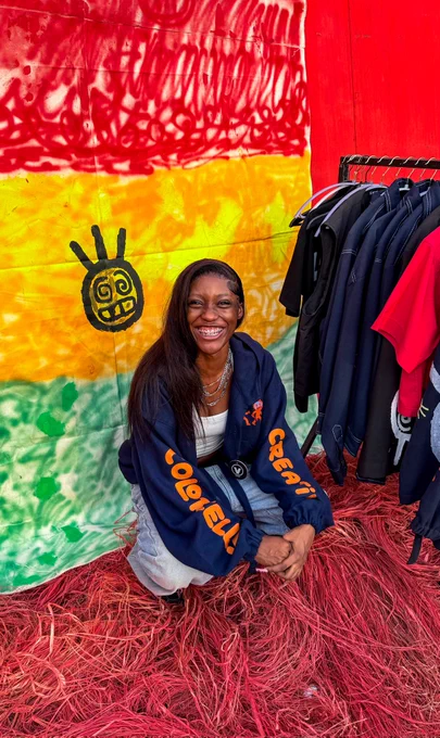 Ghana Flag back drop. Creative Color Cells new hoodie rocked by dancer model 