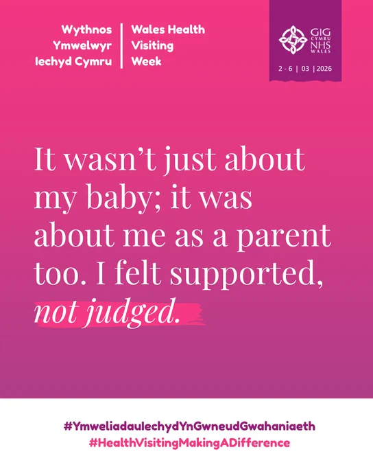 Quote highlighting parental support during Wales Health Visiting Week, emphasizing feeling supported not judged.