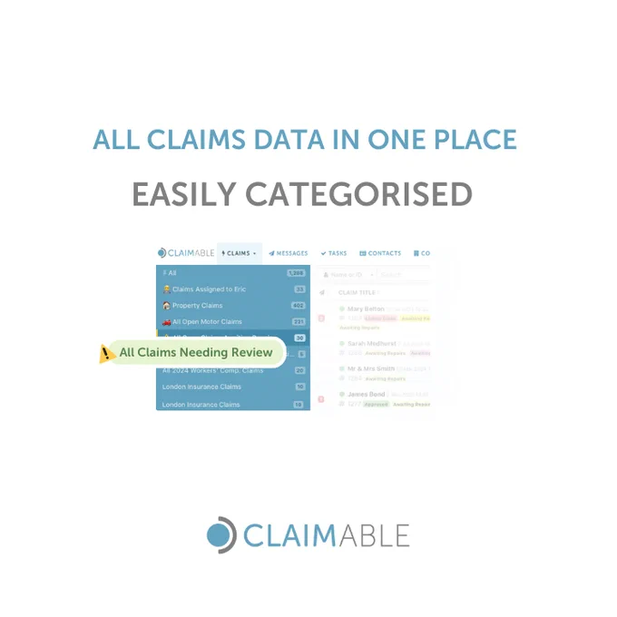 Claimable - all claims data in one place easily categorised