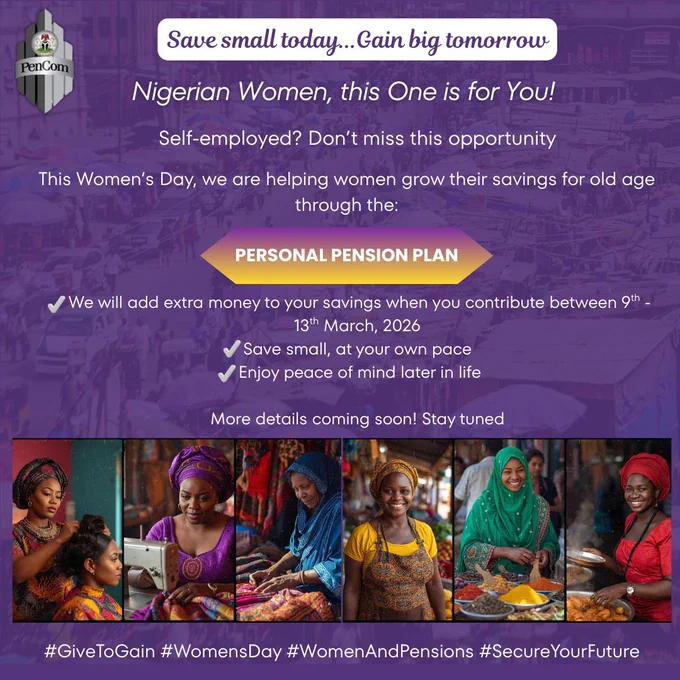 Empowering women to secure their future 💜

This #IWD2026, self-employed women can grow their retirement savings with the Personal Pension Plan.

Contribute 9–13 March and enjoy added value. Start small today. Gain big tomorrow.

#GiveToGain #WomenAndPensions #PersonalPensionPlan