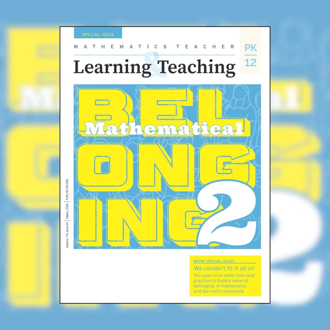 Cover of a mathematics teaching magazine focused on building a sense of belonging in math education from PK to grade 12.