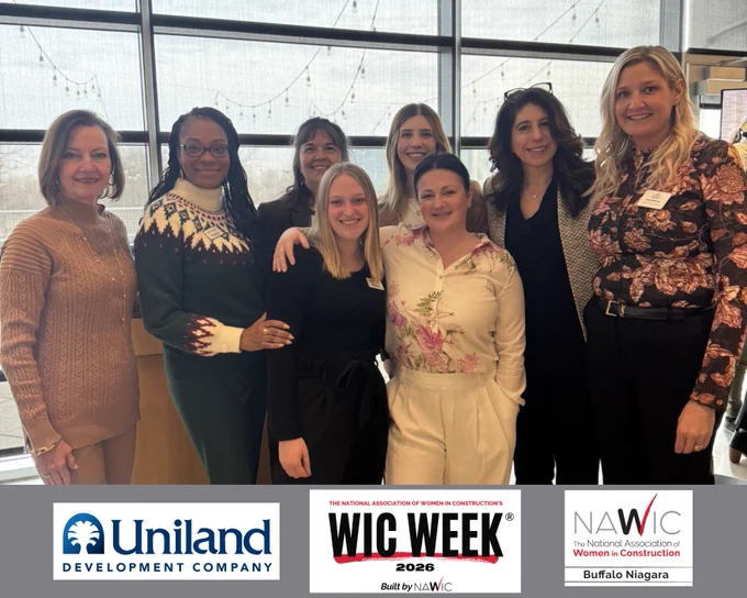 Happy Women in Construction Week! Uniland is proud to recognize the women whose leadership, expertise, and dedication strengthen every level of our industry. 

As a Gold Sponsor of the NAWIC Buffalo Niagara Chapter, and with our Director of Construction Kelly Maloney serving on its Board, we’re committed to advancing opportunities for women who are shaping the future of construction. 

Here are some of our associates at the WIC Week Kick-Off:

Learn more about the National Association of Women in Construction Buffalo Niagara Chapter at https://nawicbuffaloniagara.org/