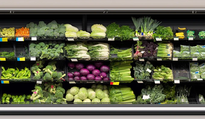 Cucumbers, peppers, broccoli, cabbage, leafy greens, eggplants, and other fresh vegetables

https://www.istockphoto.com/portfolio/Pandza?mediatype=photography

#freshfood #groceryshopping #healthyfood #supermarket #design #retaildesign #vegetabledisplay #foodretail #storeinterior