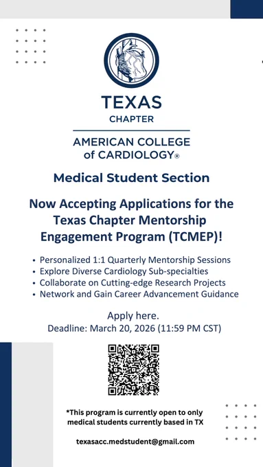 TCACC Medical Student Section: Texas Chapter Mentorship Engagement Program (TCMEP) flyer