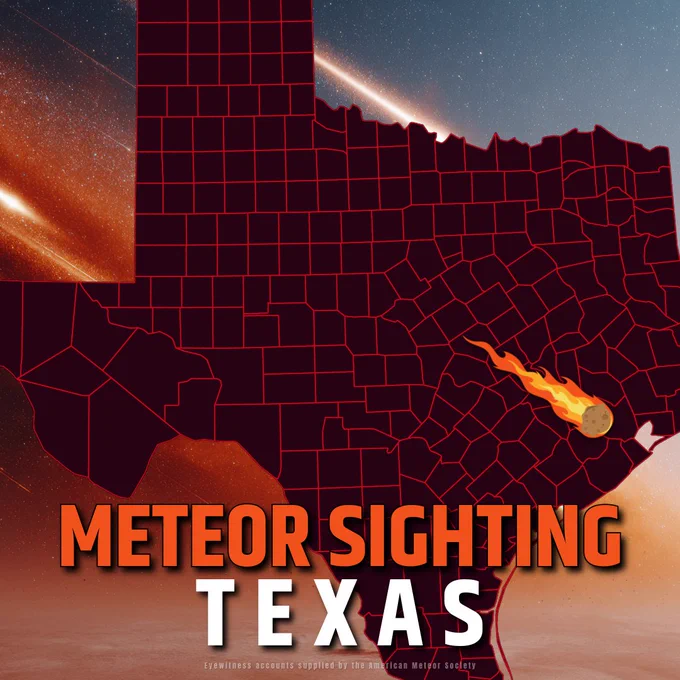 A silhouette of Texas is shown, with a fireball graphic over the Houston area.