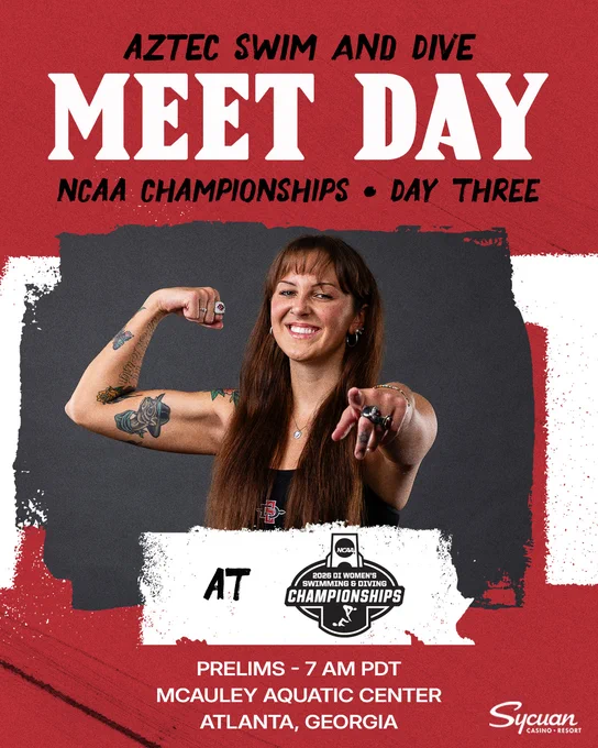 Azrtec Swim and Dive - Meet Day Graphic - NCAA Championships - 03.20.26