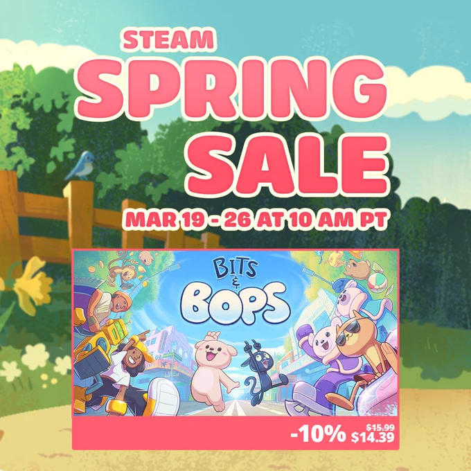 Promotional art for the Steam Spring Sale, which runs from March 19th to 26th at 10pm PT.
