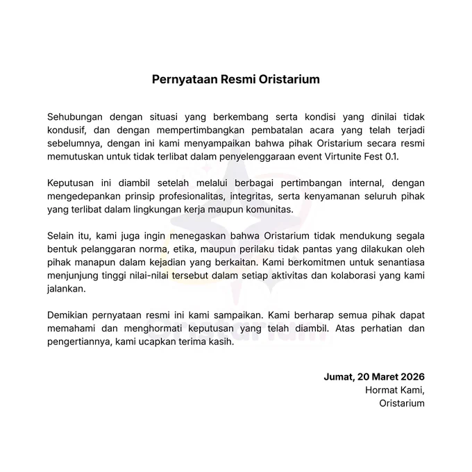Pernyataan Resmi yang berkaitan dengan kondisi yang sedang terjadi beberapa hari terakhir !!