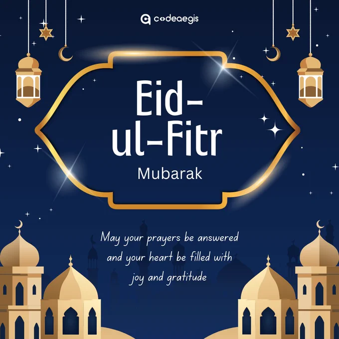 Eid ul fitr mubarak wishes post from CodeAegis, A software development company in India