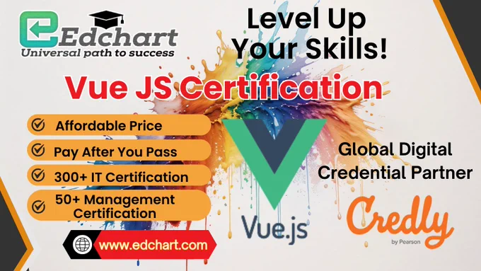 The Vue JS Certification validates real-world frontend development skills using the Vue.js framework. Designed for developers, job seekers, freelancers, and IT professionals, it demonstrates expertise in building modern web applications. Earn a globally recognized credential with a verifiable digital badge from Credly, enhancing career credibility, improving job opportunities, and helping you stand out as a Certified Vue JS Developer.