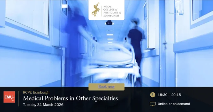 Graphic with a patient on a trolley pictured and event title and date.