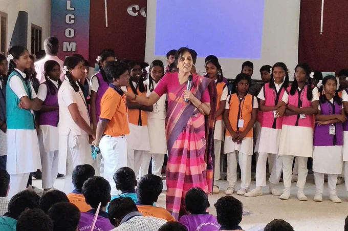 Students from St. Joseph Higher Secondary School, Kovalam, Chennai, participated in the awareness session delivered by Dr. Vijayalakshmi, Senior Pediatrician, NIEPMD (D), on the occasion of 'World Down Syndrome Day' on 20th March 2026. 