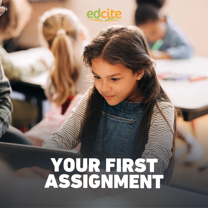 Student working on a tablet in a classroom, representing how to start with a first assignment in Edcite