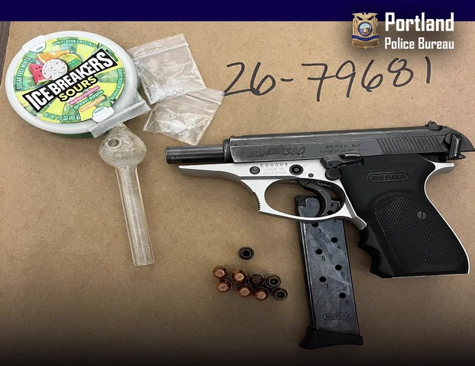 Photo of a firearm, ammo and drugs