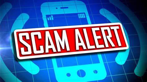 scam alert graphic with blue phone