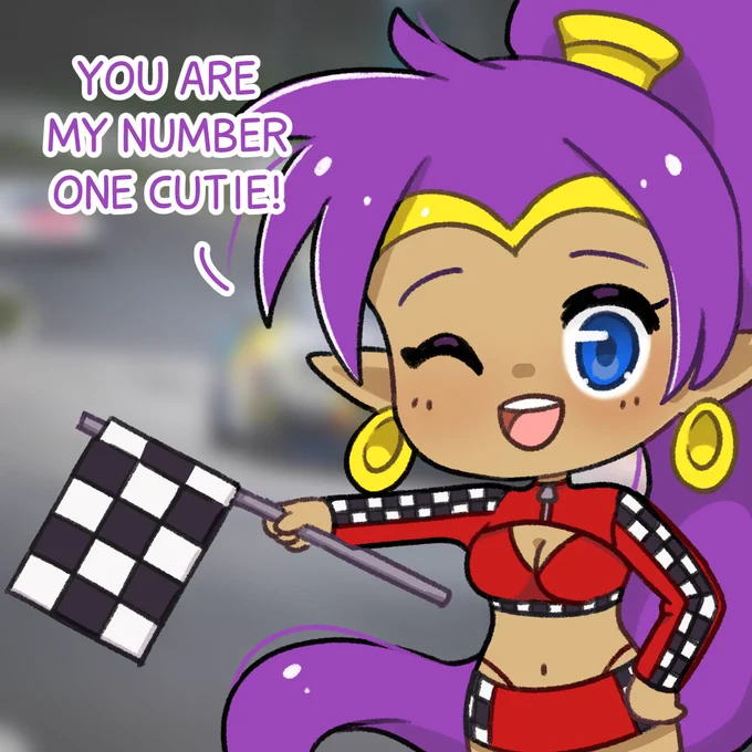 The videogame character Shantae in a racing queen outfit.