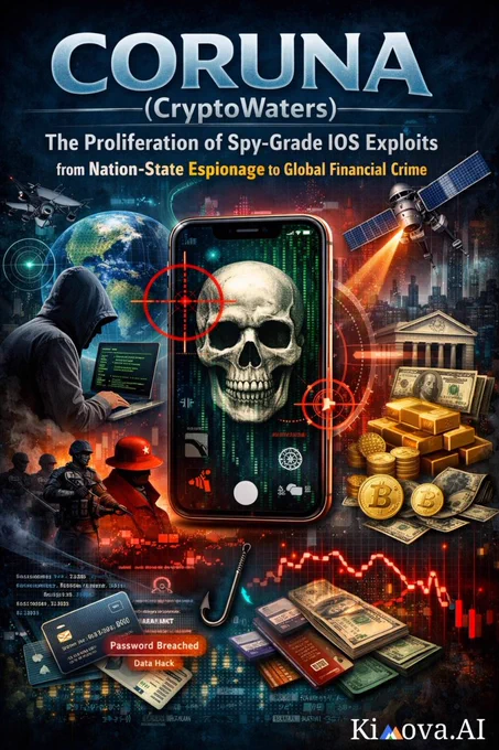 The Coruna exploit kit, also known CryptoWaters, is a highly sophisticated iOS attack framework first identified by Google’s Threat Intelligence Group (GTIG) in early 2025. The toolkit comprises 23 exploits across five full exploit chains designed to target devices running iOS versions 13.0 through 17.2.1. Throughout 2025, researchers tracked its proliferation from highly targeted commercial surveillance operations to Russian espionage campaigns against Ukrainian users (UNC6353), and eventually to mass-scale financial fraud by a Chinese threat actor designated as UNC6691. The kit is known for deploying a stager binary called PlasmaLoader (or PLASMAGRID) that exfiltrates cryptocurrency wallets and scans Apple Notes for sensitive recovery phrases. Security experts emphasize that Coruna is ineffective against modern versions of iOS; users are urged to update to the current version, iOS 26.3.1, or enable Lockdown Mode, as the kit is programmed to "bail out" when such defenses are detected.