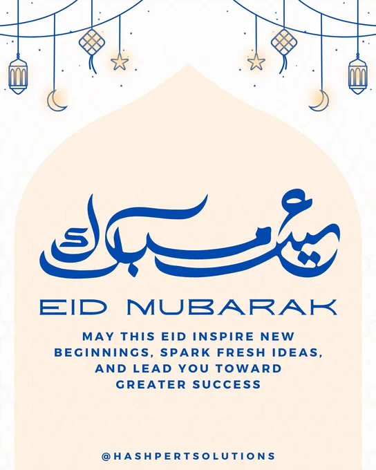 Eid Mubarak From Hashpert Solutions❤️✨
May this Eid inspire new beginnings, spark fresh ideas, and lead you toward greater success. ❤️✨