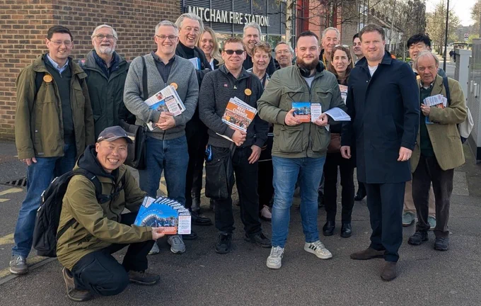 Liberal Democrat teams out in Mitcham this morning, with Wimbledon MP Paul Kohler