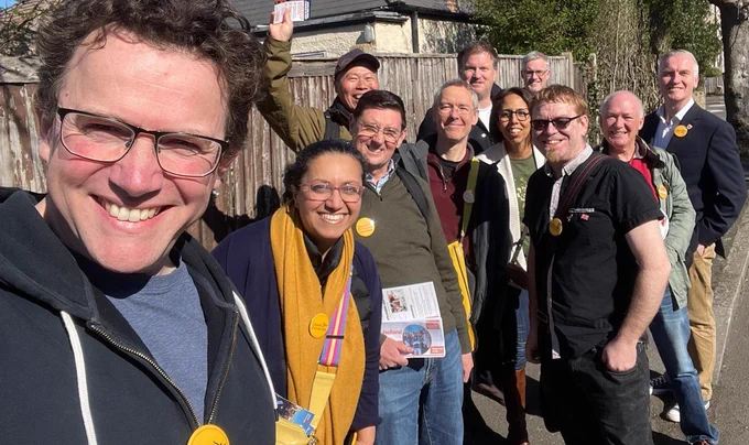 Liberal Democrat team out in Morden this afternoon with London Assembly members Hina Bokhari and Gareth Roberts, and Twickenham MP Munira Wilson