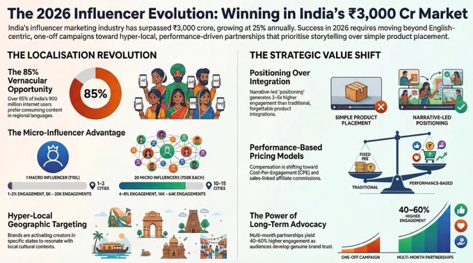 The India Influencer Marketing market was valued at INR 2677 crore in 2025 and is projected to reach INR 11695 crore by 2033, registering an impressive CAGR of 20.35% between 2026 and 2033.
