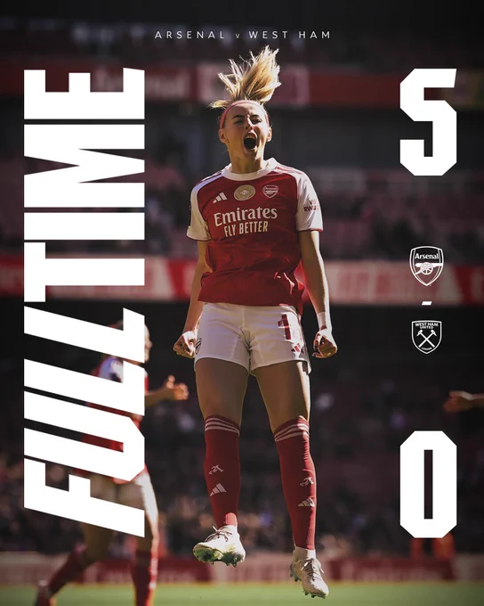 Full Time: Arsenal 5-0 West Ham