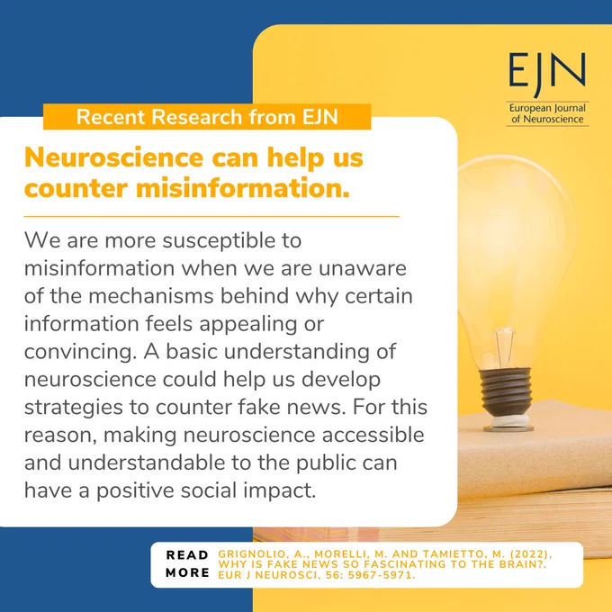 We are more susceptible to misinformation when we are unaware of the mechanisms behind why certain information feels appealing or convincing. A basic understanding of neuroscience could help us develop strategies to counter fake news. For this reason, making neuroscience accessible and understandable to the public can have a positive social impact.