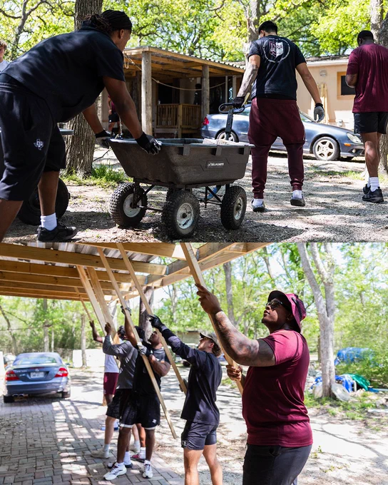 A&M Football Student-Athletes volunteer at The Big Event in the Bryan-College Station community. 