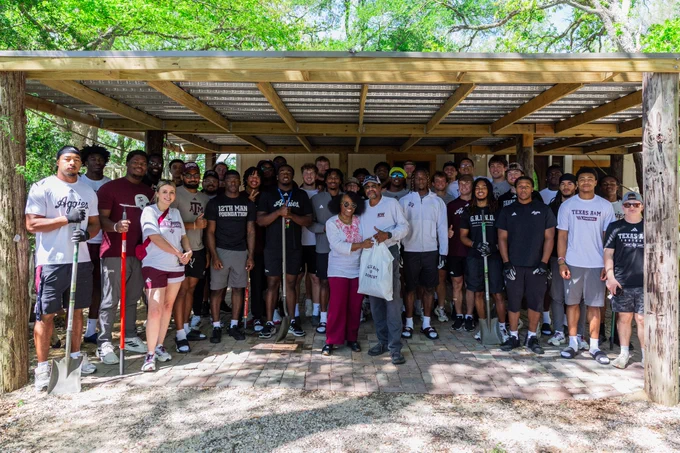 A&M Football Student-Athletes volunteer at The Big Event in the Bryan-College Station community. 