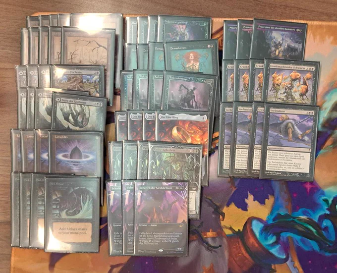 4 Ancient Cellarspawn
4 Boggart Trawler
4 Dark Ritual
4 Fell the Profane
4 Lotus Petal
3 March of Wretched Sorrow
4 Necrodominance
3 Shadow of Mortality
4 Sickening Shoal
4 Soul Spike
10 Swamp
4 The One Ring
4 Thoughtseize
4 Unmask

