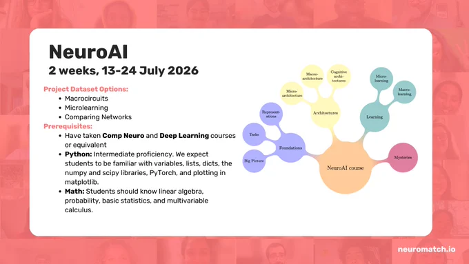 NeuroAI
2 Weeks, 13-24 July 2026