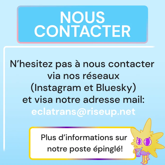 N'hesitez pas à nous contacter via nos réseau ou par mail. Plus d'info sur notre poste épinglé !