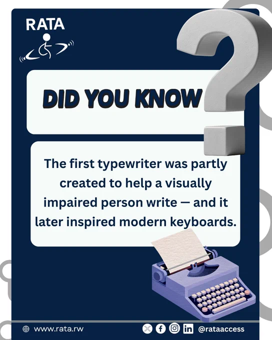 Did you know? 🤯
The first typewriter was created to help a visually impaired person write.