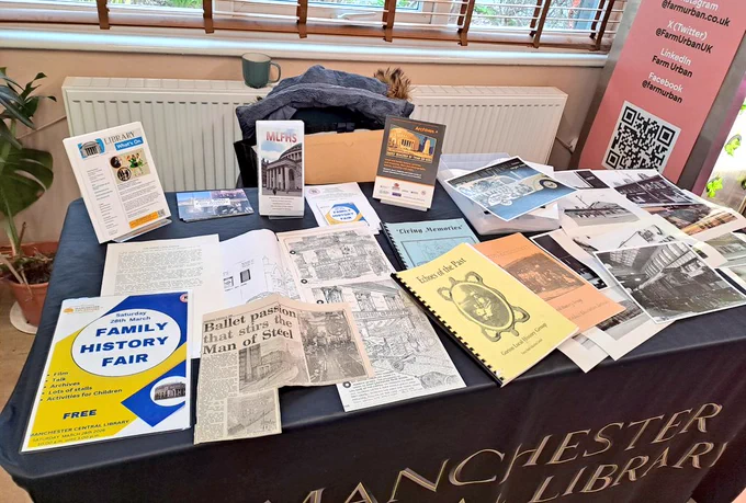 Documents and photographs on a table 