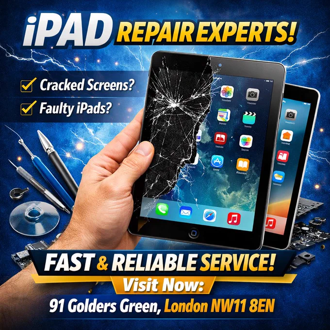 🔧  Broken iPad? Cracked Screen? Don’t Worry — We Fix It Fast! 

At While You Wait Repairs, we provide  professional iPad repair in Golders Green, London  with fast turnaround and affordable prices.

✔ Cracked Screen Replacement
✔ Battery Replacement
✔ Charging Port Repair
✔ Water Damage Repair
✔ Camera & Speaker Fix

💡  Free Diagnostics 
💡  No Fix, No Fee 
💡  Same-Day Repairs Available 

📍 Visit Us Today:
91 Golders Green
London NW11 8EN

Bring your iPad in today and get it repaired  while you wait .