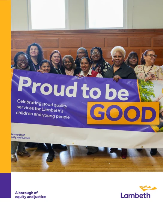 A group of people holding up a banner saying ' proud to be good'