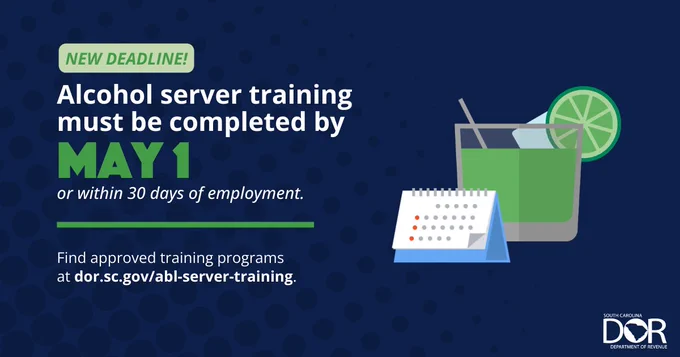 New deadline: Alcohol server training must be completed by May 1 or within 30 days of employment.