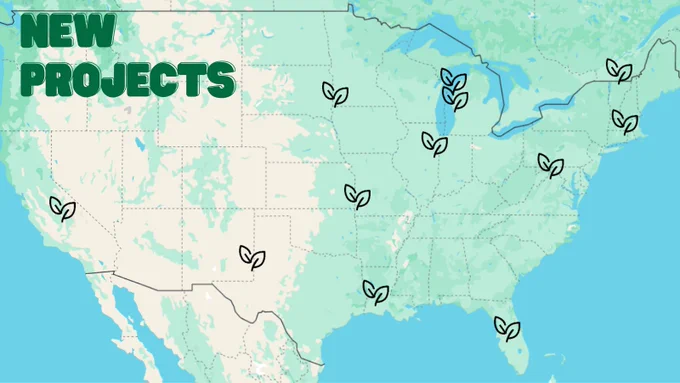 New RTF Projects in Fruitport, MI; Armstrong, IL; Rock Rapids, IA; Lowell, VT; Jennings, LA; Neosho, MO; Front Royal, VA; Manistee, MI; Hobbs, NM; Wauchula, FL; Canterbury, CT; and Porterville, CA. 