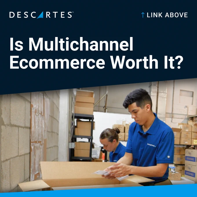 A graphic with warehouse and ecommerce systems, and the words “Is Multichannel Ecommerce Worth It?