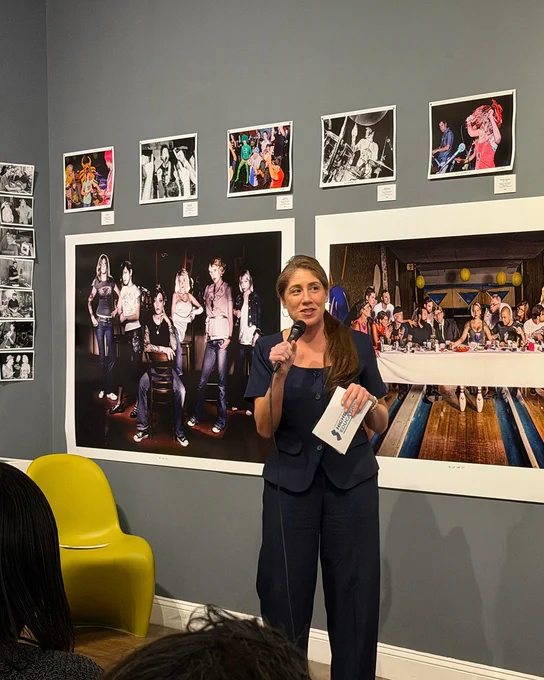 Margo Chaly, the New Jersey Acting Secretary of Higher Education shares remarks at a Women's History Month event held at an Asbury Park art gallery.