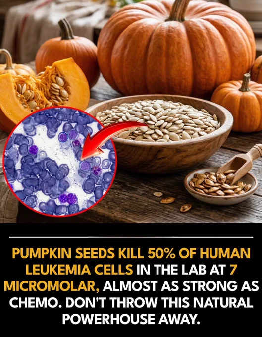 Pumpkin seeds contain a variety of plant compounds that scientists have studied for their biological activity. These seeds are rich in antioxidants, minerals such as zinc and magnesium, and several bioactive molecules including triterpenes and phytosterols.

In laboratory experiments, researchers sometimes test plant-derived compounds on cultured cancer cell lines to observe whether they influence cell growth or trigger apoptosis, the process where damaged cells self-destruct.

Certain compounds isolated from pumpkin seeds have shown cytotoxic effects against specific leukemia cells in vitro, meaning they can reduce the viability of those cells under controlled experimental conditions.

However, results from cell culture studies do not directly translate to treatments in humans, because the concentrations used in laboratories and the complexity of the human body are very different.

Nutrition scientists generally recommend pumpkin seeds as part of a balanced diet.