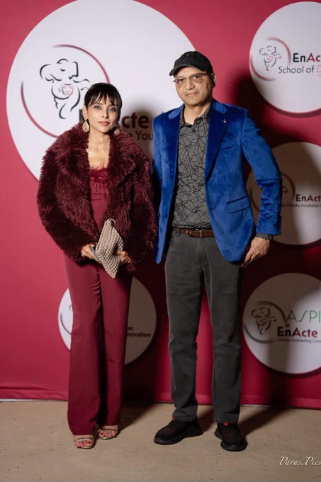 UpendNow Founder and CEO Archita Mandal and Chief Experience Officer Shankar Sahai at and EnActe Arts Inc. event in Palo Alto, CA
