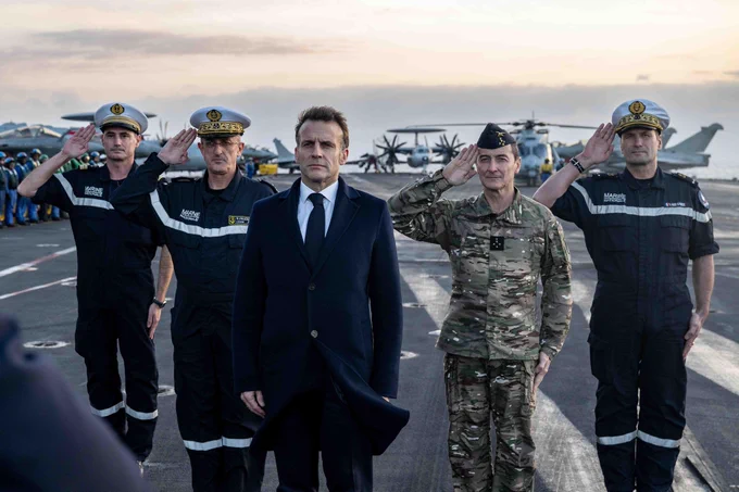 President Macron aboard FS Charles Gaulle.

Credit: French CSG